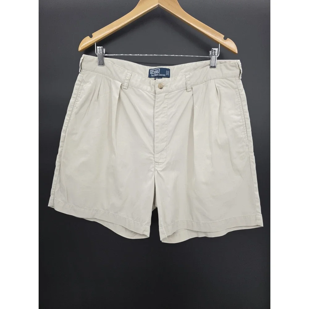 Vintage 90s Polo Ralph Lauren Andrew Shorts Mens 36 Khaki Cotton Preppy